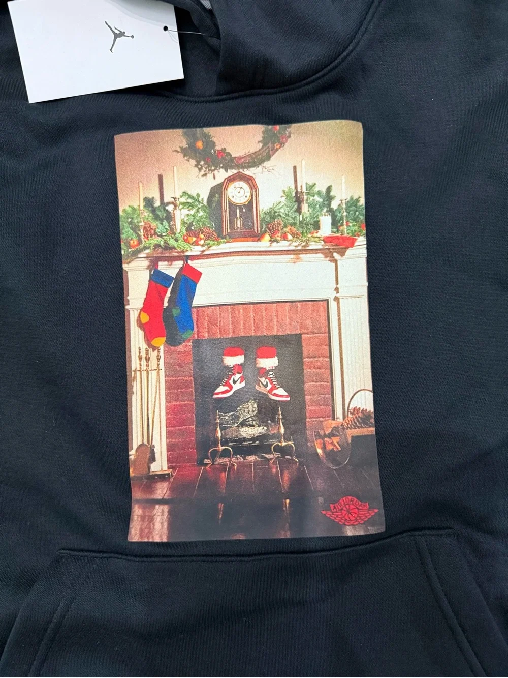 Air Jordan Jumpman Chimney Fleece Pullover Hoodie Black/Gym Red Men’s Medium NWT